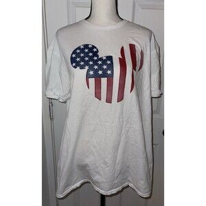 Disney Mickey Mouse USA Flag Men's White Short Sleeve T-shirt XL
